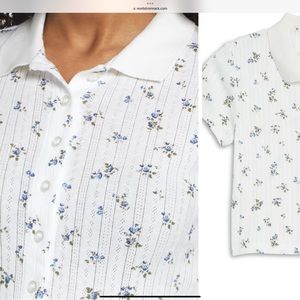 BDG Urban Outfitters Floral Crop Button-up Polo. Size small